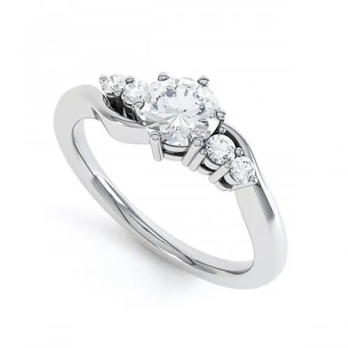 Round Five Stone Genuine Natural Earth Mined Diamonds Engagement Ring 185 Carats White Gold 14K GB Rings Round Five Stone Genuine Natural Earth Mined Diamonds Engagement Ring 185 Carats White Gold 14K GB Rings