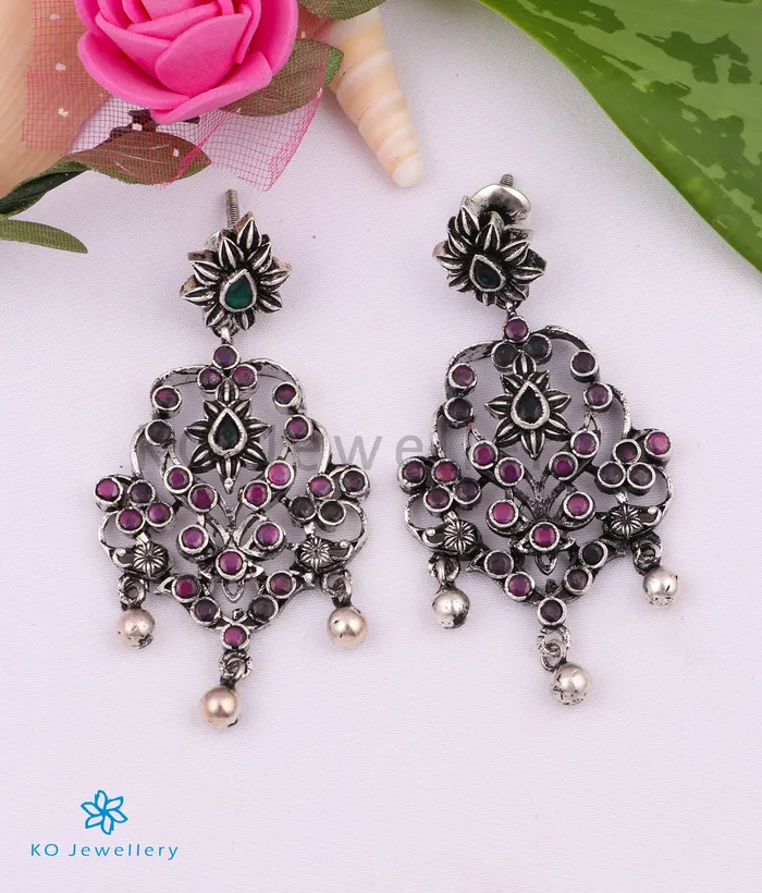 Silversmith Earrings The Kadambari Silver Earrings RedOxidised