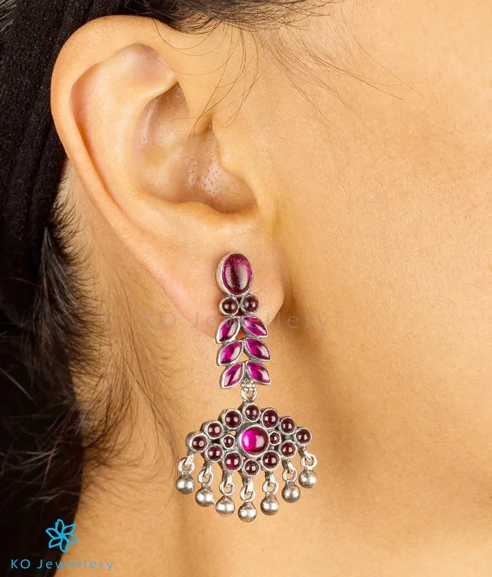Silversmith Earrings The Varsha Silver Kempu Earrings Oxidised