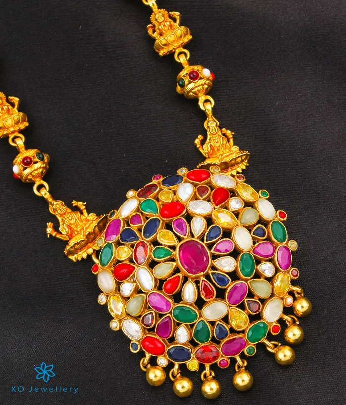 Silversmith Necklaces The Akriti Silver Navratna Necklace