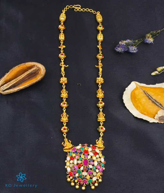 Silversmith Necklaces The Akriti Silver Navratna Necklace
