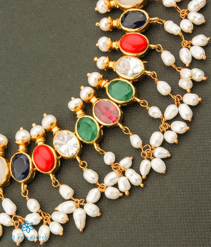 Silversmith Necklaces The Vishruth Silver Navratna Necklace