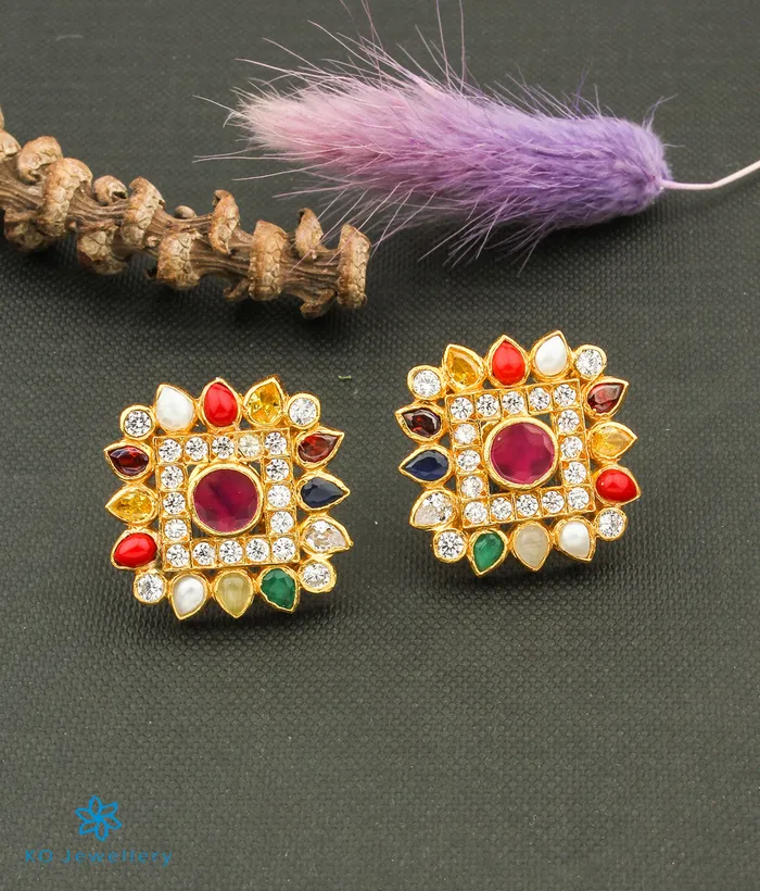 Silversmith Necklaces The Vishruth Silver Navratna Necklace