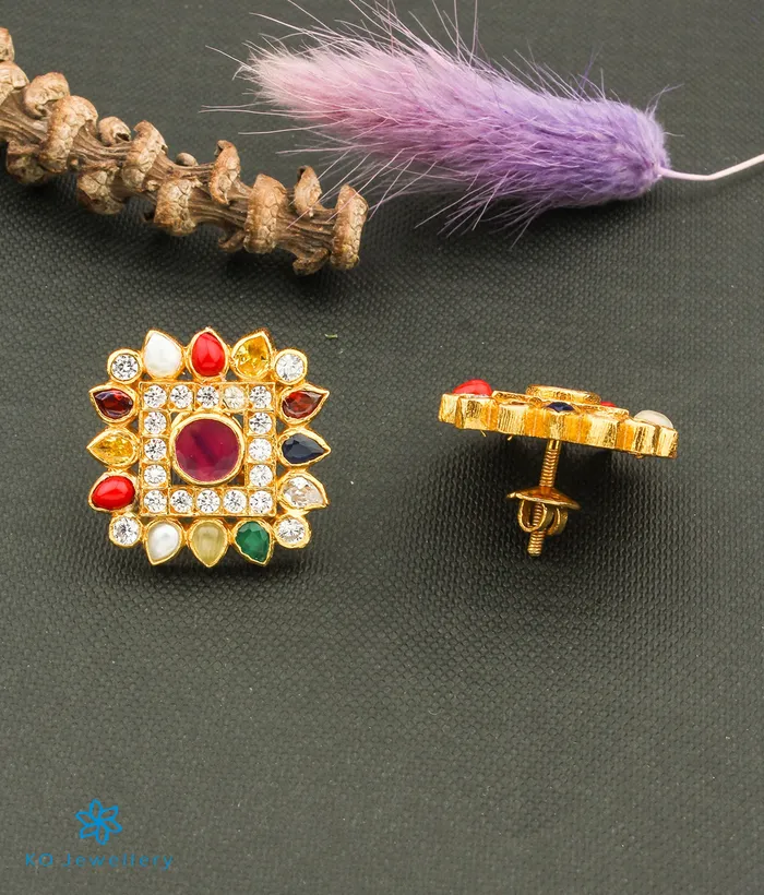 Silversmith Necklaces The Vishruth Silver Navratna Necklace