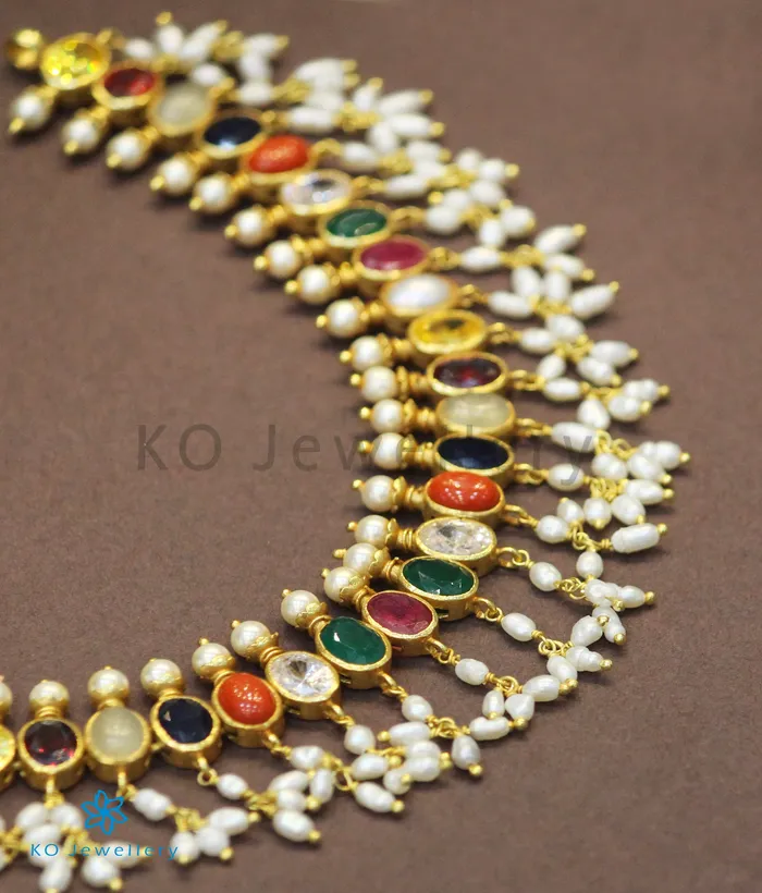 Silversmith Necklaces The Vishruth Silver Navratna Necklace