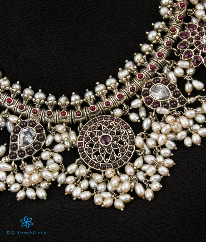 Silversmith The Atyuha Silver Guttapusalu Necklace Oxidised Necklaces