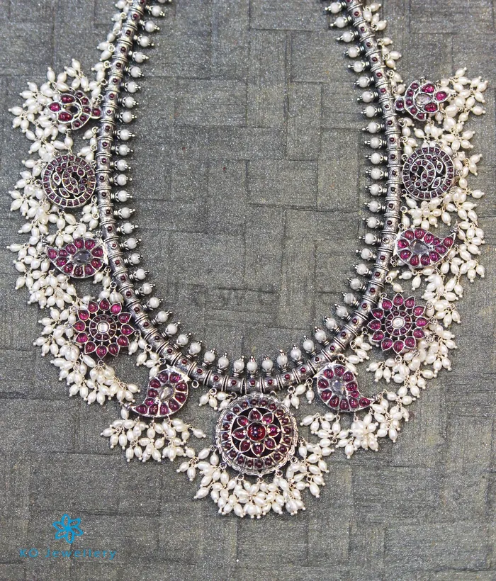 Silversmith The Atyuha Silver Guttapusalu Necklace Oxidised Necklaces