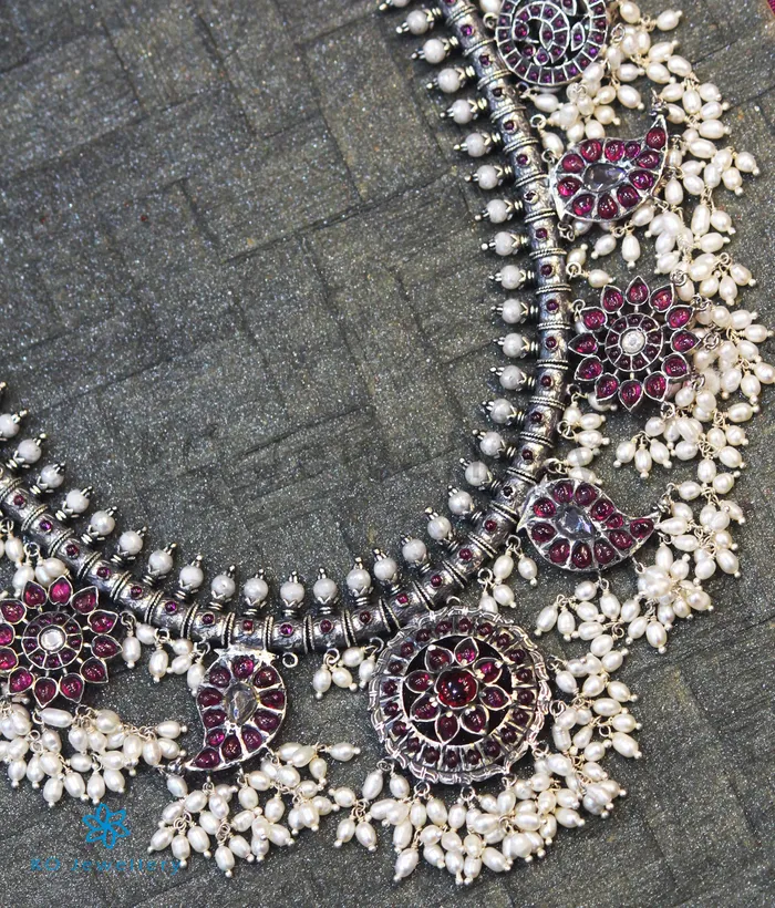 Silversmith The Atyuha Silver Guttapusalu Necklace Oxidised Necklaces
