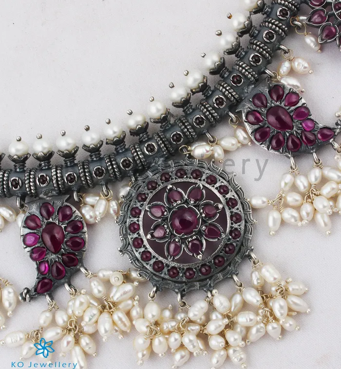 Silversmith The Atyuha Silver Guttapusalu Necklace Oxidised Necklaces