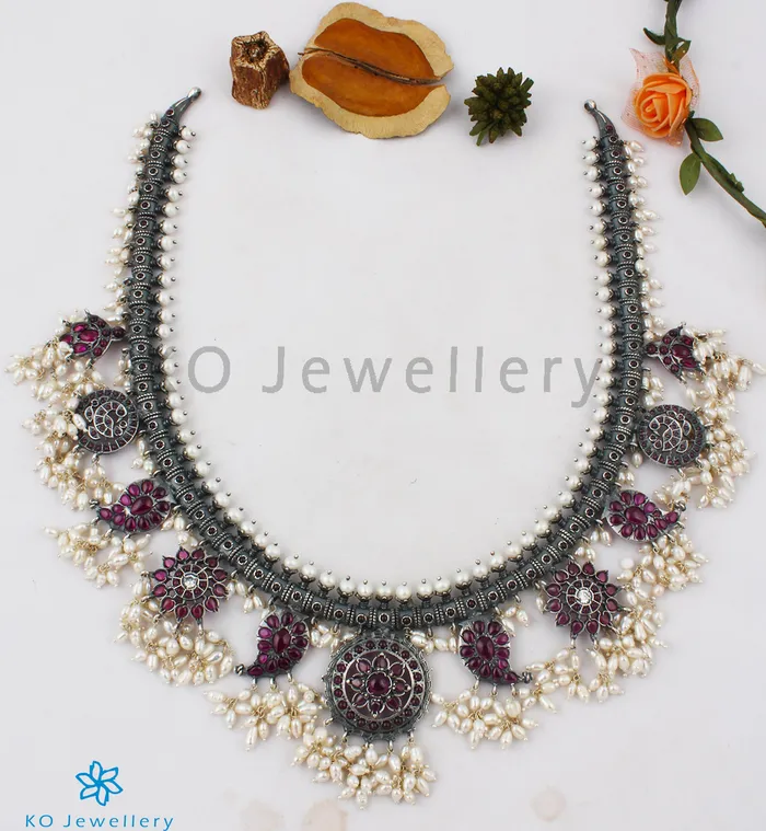 Silversmith The Atyuha Silver Guttapusalu Necklace Oxidised Necklaces