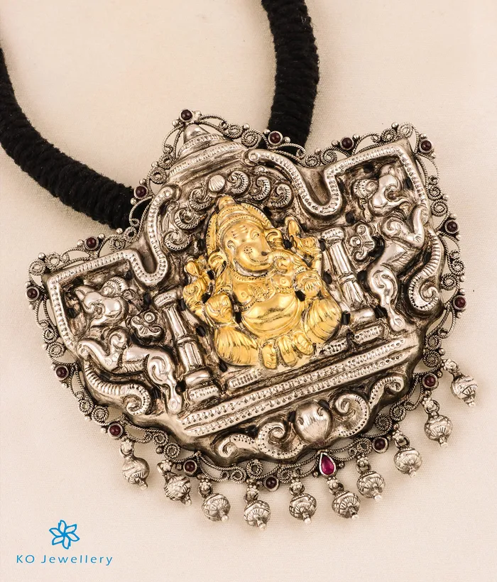 Silversmith The Mahaganapati Silver Nakkasi Thread Necklace Necklaces