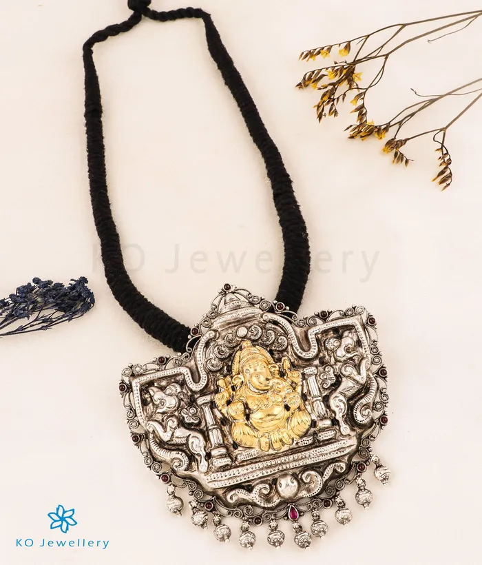 Silversmith The Mahaganapati Silver Nakkasi Thread Necklace Necklaces