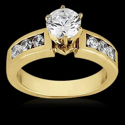Solitaire With Accent Natural Earth Mined Diamond 215 Carats Ring Yellow Gold 14K GB Rings