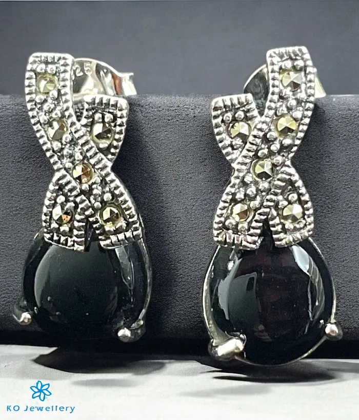 The Kaveesha Silver Marcasite Cocktail Earrings Marcasite Earrings