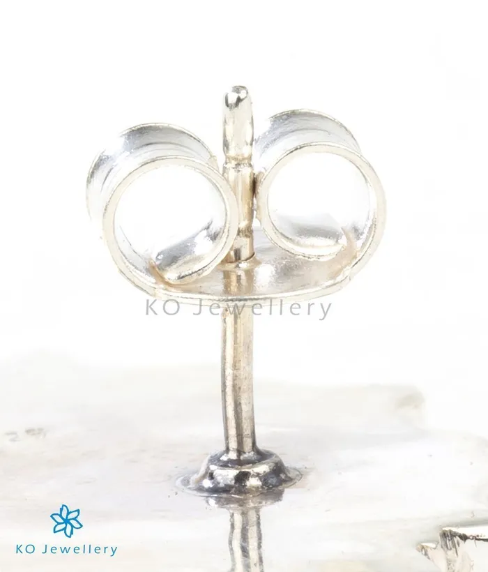 The Rangeen Silver Meenakari Earstuds GoldBlue Meenakari Earrings