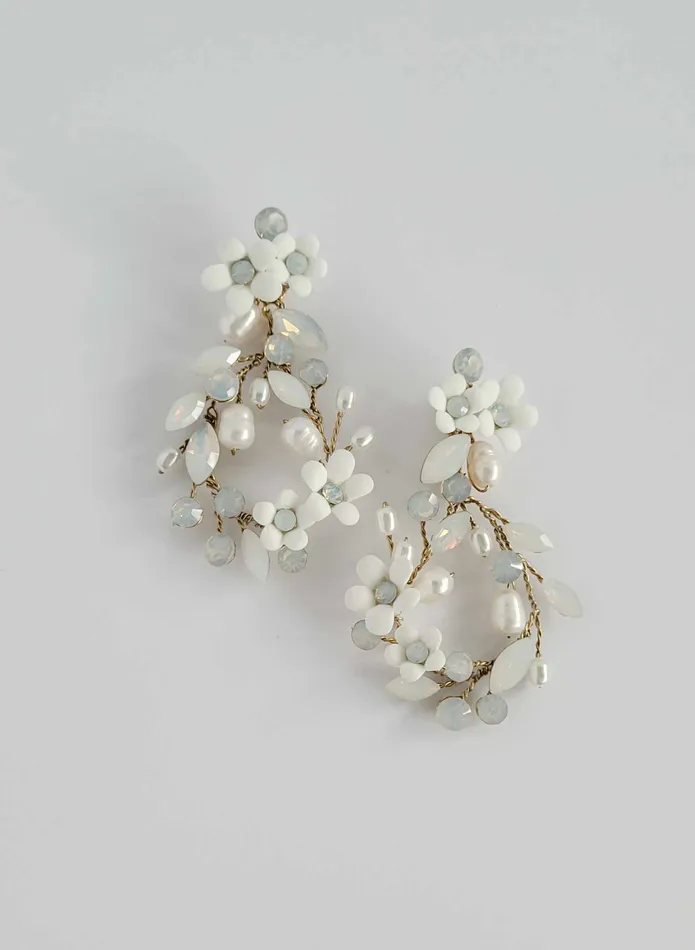 twigs honey Earrings Opals and petite daisies teardrop earring Style 2500