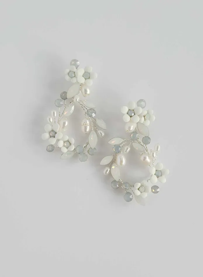 twigs honey Earrings Opals and petite daisies teardrop earring Style 2500