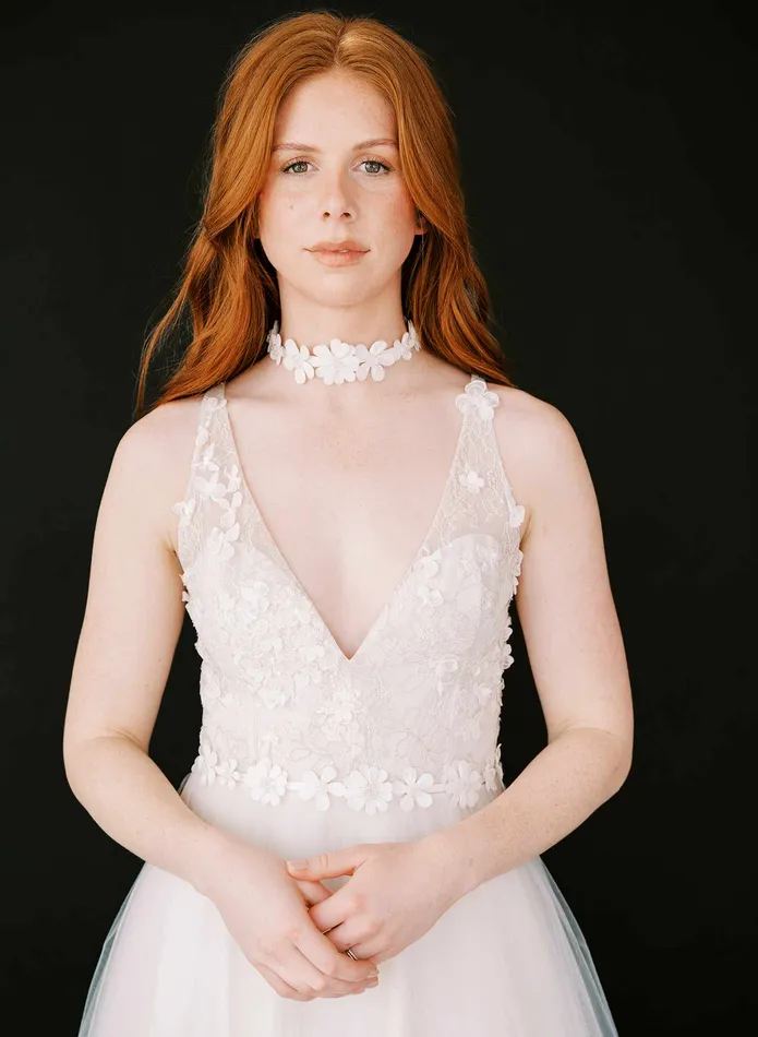 twigs honey Embroidered primrose choker necklace Style 2405 Necklaces