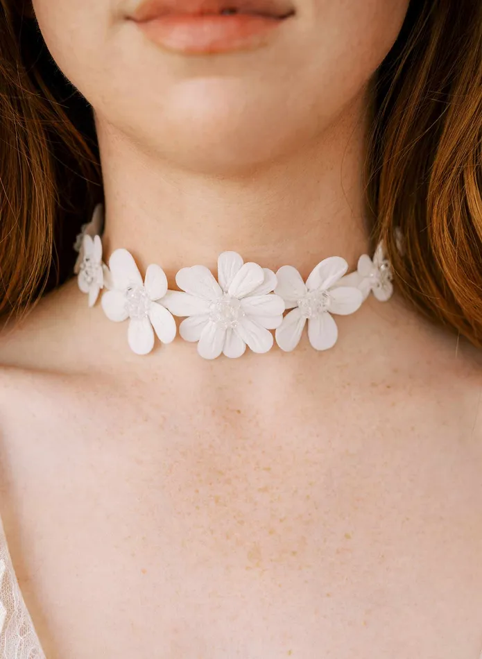 twigs honey Embroidered primrose choker necklace Style 2405 Necklaces