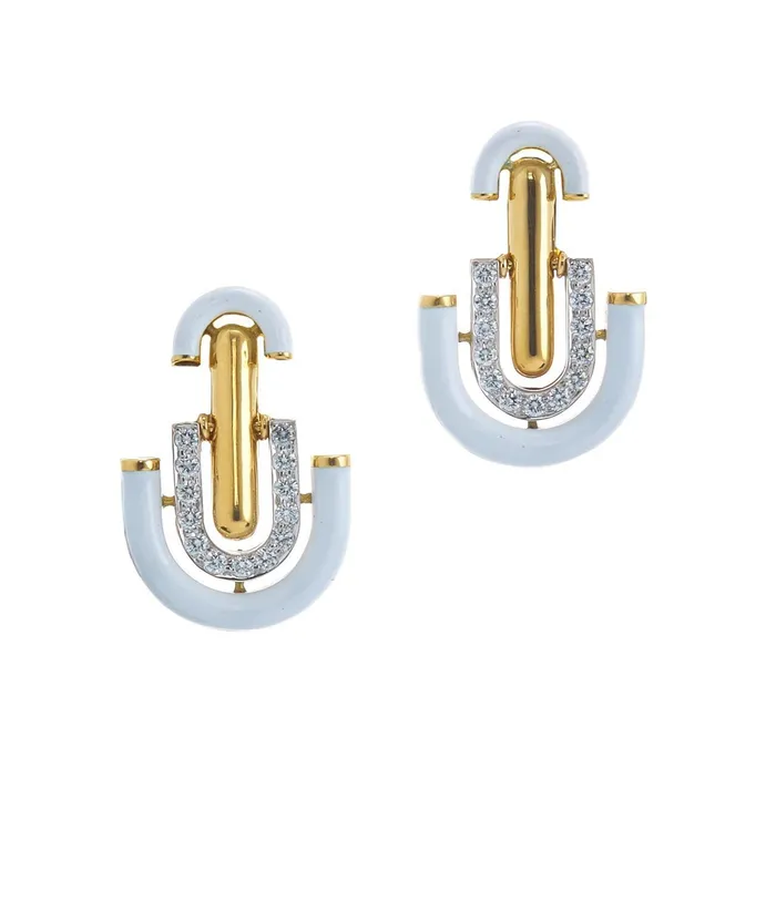 Unity Earrings White Enamel David Webb LLC Earrings