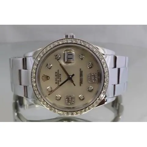 Watches GB Mother Of Pearl Custom Diamond Bezel Rolex Date Just Gents Watch Watches GB Mother Of Pearl Custom Diamond Bezel Rolex Date Just Gents Watch