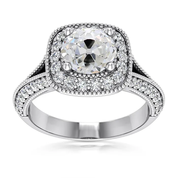 White Gold Halo Ring Cushion Old Cut Natural Earth Mined Diamonds 575 Carats Milgrain HarryChadEntcom Rings White Gold Halo Ring Cushion Old Cut Natural Earth Mined Diamonds 575 Carats Milgrain HarryChadEntcom Rings