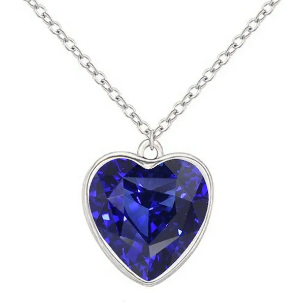 Womens Solitaire Pendant Heart Sri Lankan Sapphire 4 Carats Jewelry GB Necklaces Womens Solitaire Pendant Heart Sri Lankan Sapphire 4 Carats Jewelry GB Necklaces
