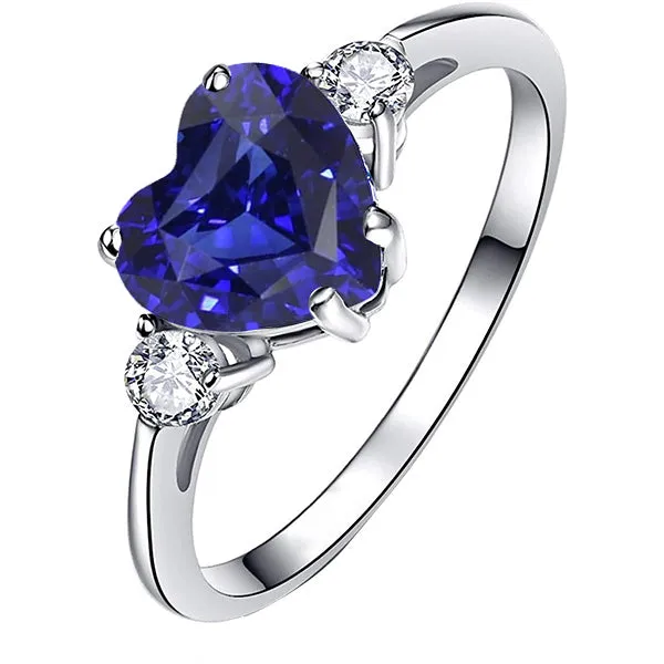 Womens 3 Stone Ring Heart Ceylon Sapphire Round Natural Earth Mined Diamonds 250 Carats HarryChadEntcom Rings Womens 3 Stone Ring Heart Ceylon Sapphire Round Natural Earth Mined Diamonds 250 Carats HarryChadEntcom Rings