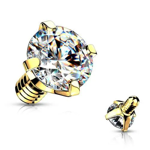 14g Prong CZ Gold End Tulsa Body Jewelry PreStyled Sets
