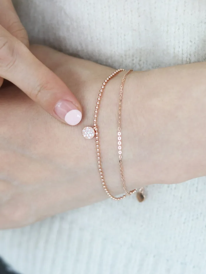 14K 18K Gold CZ Charm Ball Bracelet MinimalBijoux Bracelets