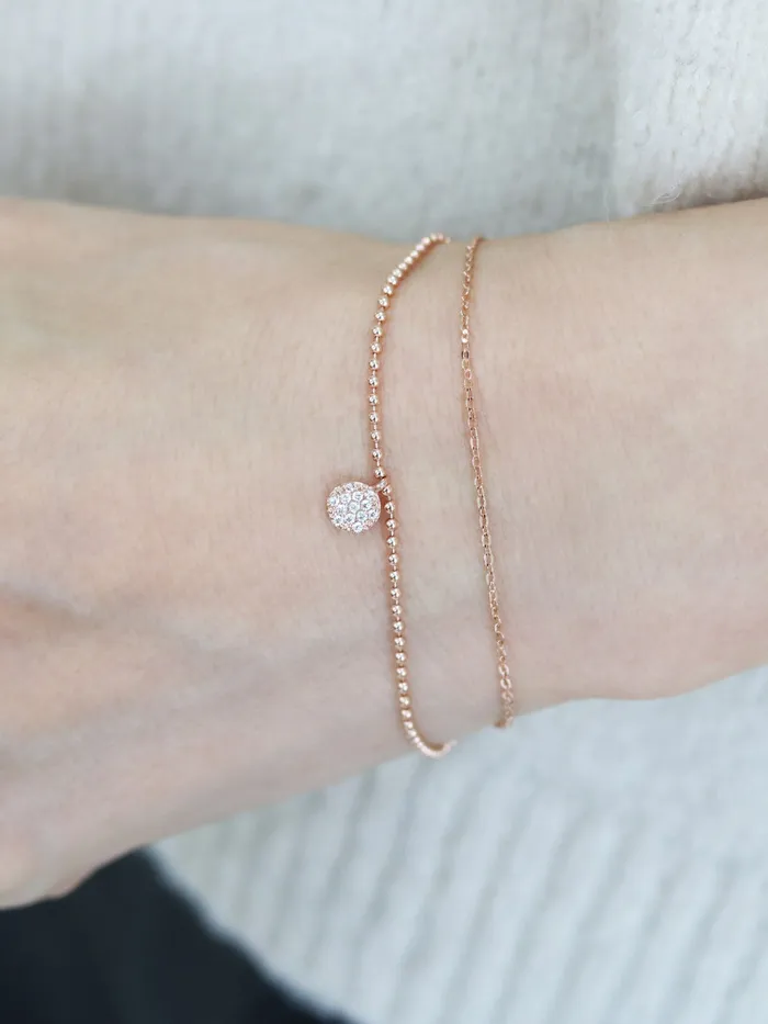 14K 18K Gold CZ Charm Ball Bracelet MinimalBijoux Bracelets