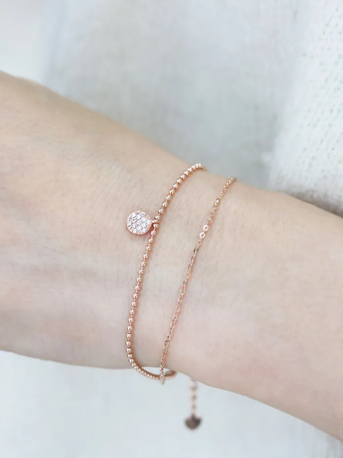 14K 18K Gold CZ Charm Ball Bracelet MinimalBijoux Bracelets