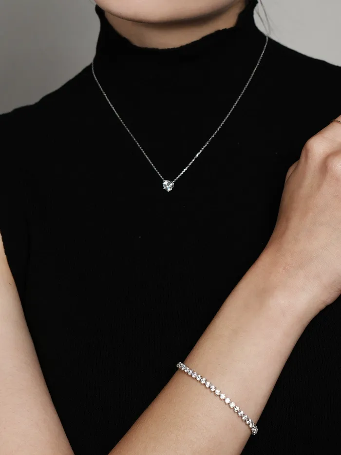 14K 18K Gold Moissanite Necklace MinimalBijoux Necklaces