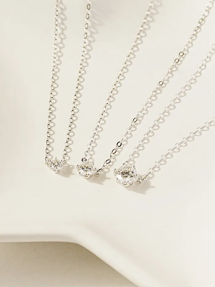 14K 18K Gold Moissanite Necklace MinimalBijoux Necklaces