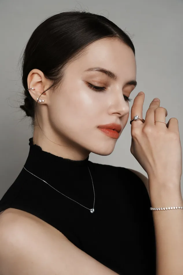 14K 18K Gold Moissanite Necklace MinimalBijoux Necklaces