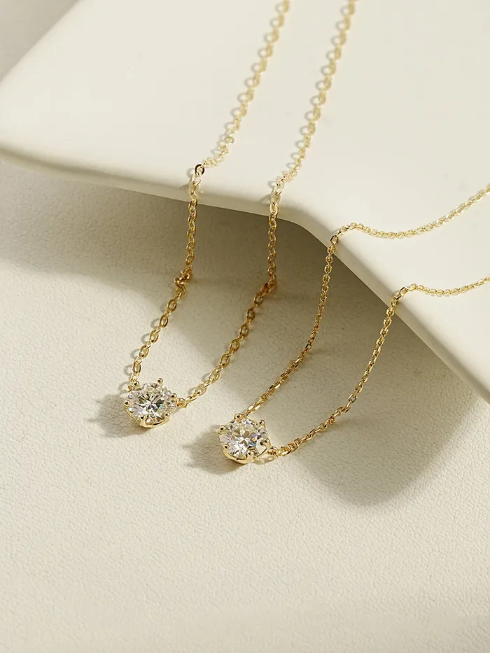 14K 18K Gold Moissanite Necklace MinimalBijoux Necklaces