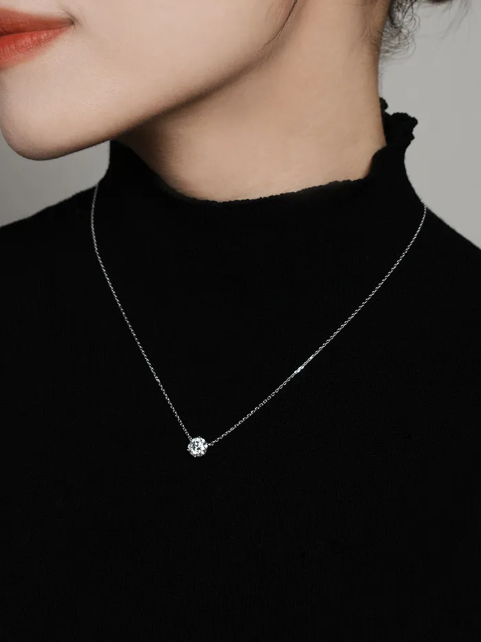 14K 18K Gold Moissanite Necklace MinimalBijoux Necklaces