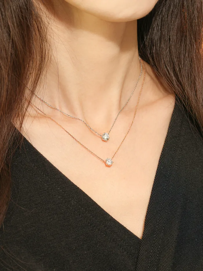 14K 18K Gold Moissanite Necklace MinimalBijoux Necklaces
