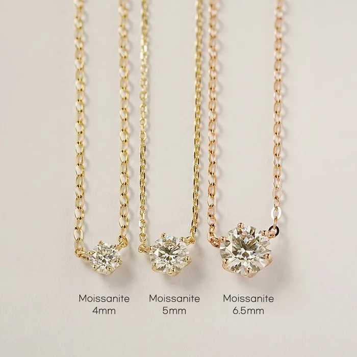 14K 18K Gold Moissanite Necklace MinimalBijoux Necklaces