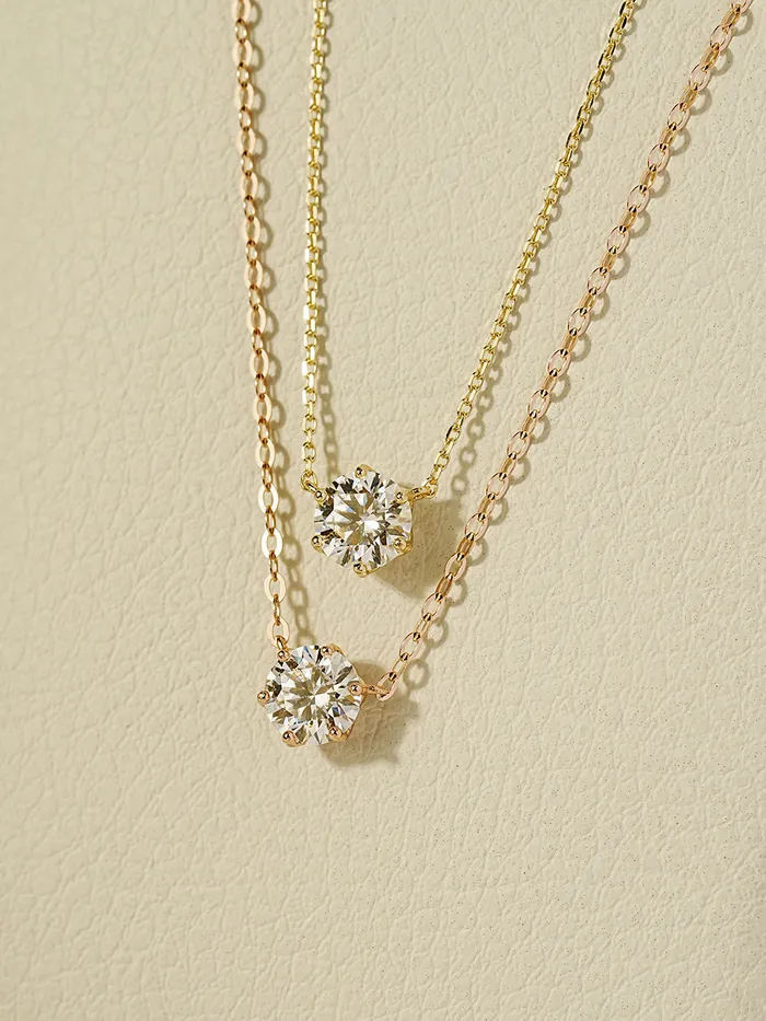 14K 18K Gold Moissanite Necklace MinimalBijoux Necklaces