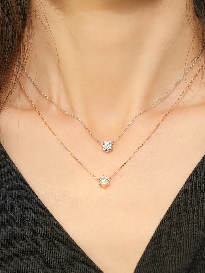 14K 18K Gold Moissanite Necklace MinimalBijoux Necklaces