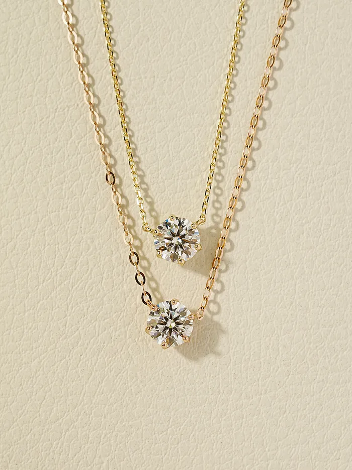 14K 18K Gold Moissanite Necklace MinimalBijoux Necklaces