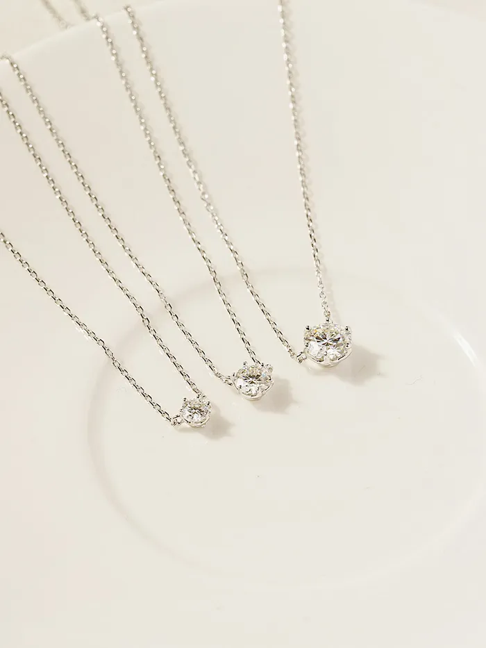 14K 18K Gold Moissanite Necklace MinimalBijoux Necklaces
