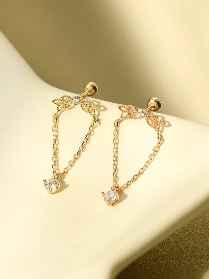 14K Gold Angel Wings CZ drop Cartilage Earring 20G18G16G MinimalBijoux Earrings 14K Gold Angel Wings CZ drop Cartilage Earring 20G18G16G MinimalBijoux Earrings