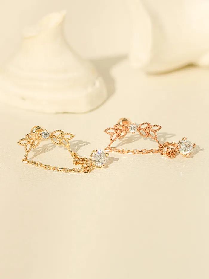 14K Gold Angel Wings CZ drop Cartilage Earring 20G18G16G MinimalBijoux Earrings