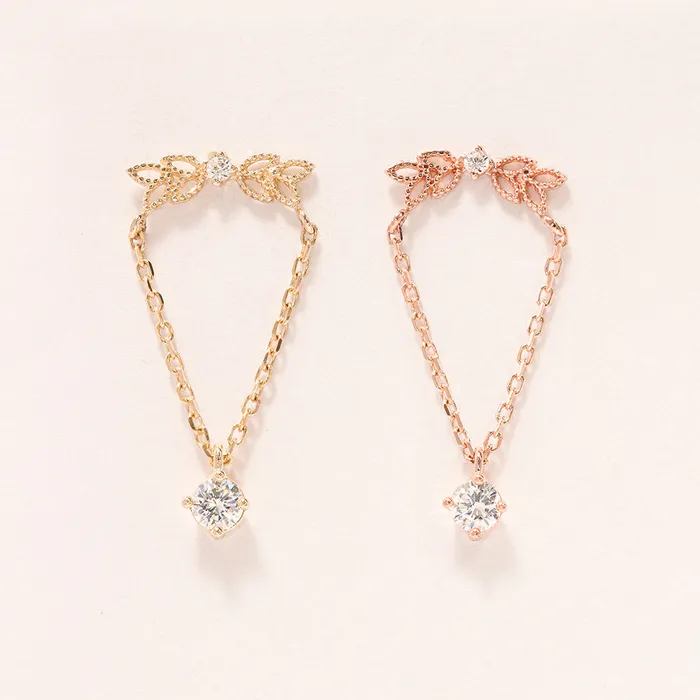 14K Gold Angel Wings CZ drop Cartilage Earring 20G18G16G MinimalBijoux Earrings