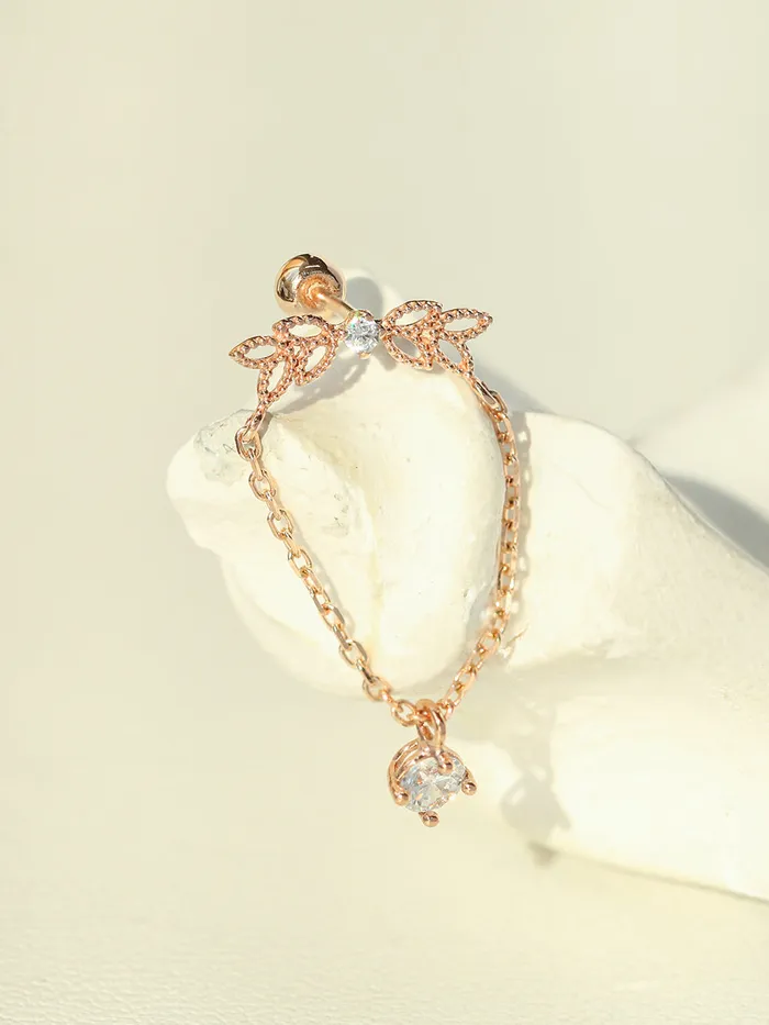 14K Gold Angel Wings CZ drop Cartilage Earring 20G18G16G MinimalBijoux Earrings