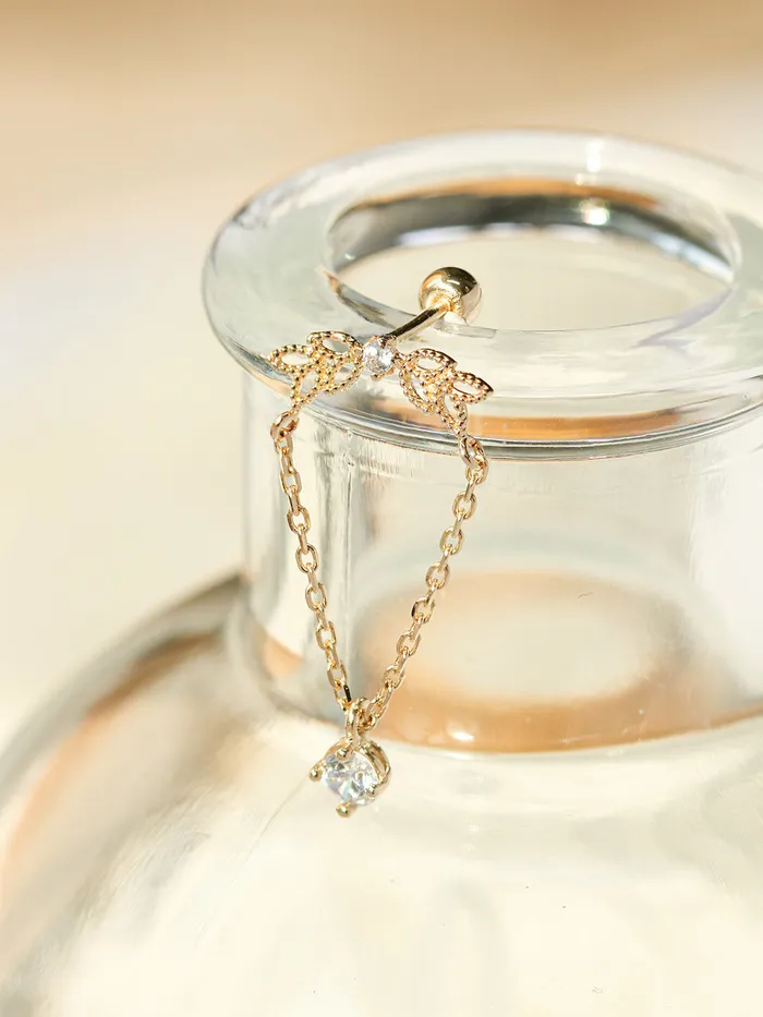 14K Gold Angel Wings CZ drop Cartilage Earring 20G18G16G MinimalBijoux Earrings