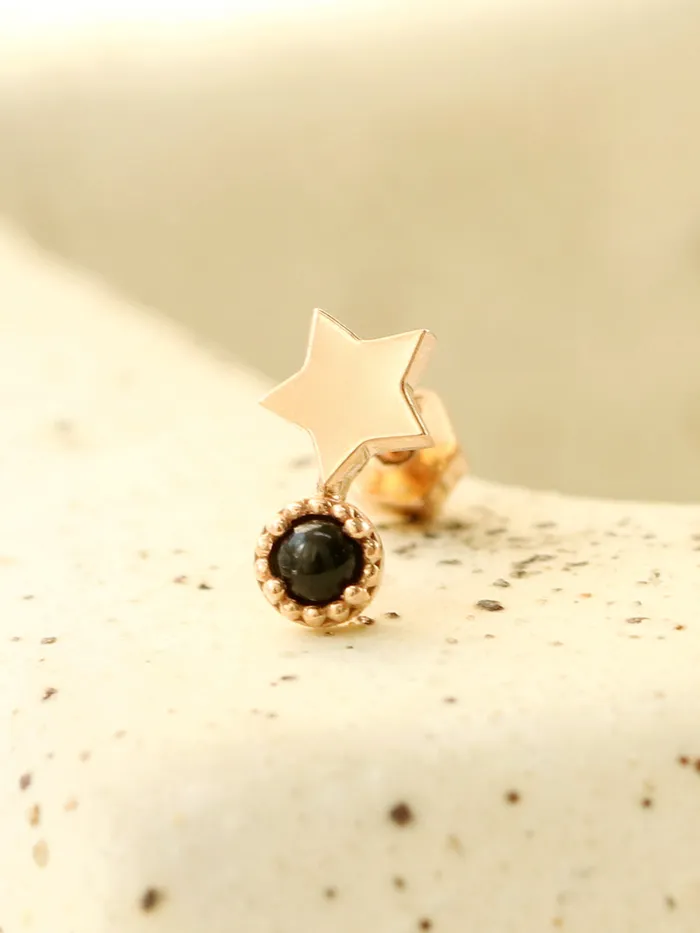 14K Gold Bling Black Onyx Star Cartilage Earring 18g MinimalBijoux Earrings 14K Gold Bling Black Onyx Star Cartilage Earring 18g MinimalBijoux Earrings