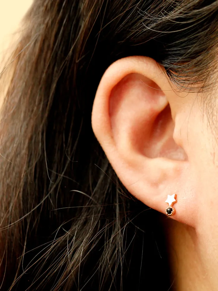 14K Gold Bling Black Onyx Star Cartilage Earring 18g MinimalBijoux Earrings